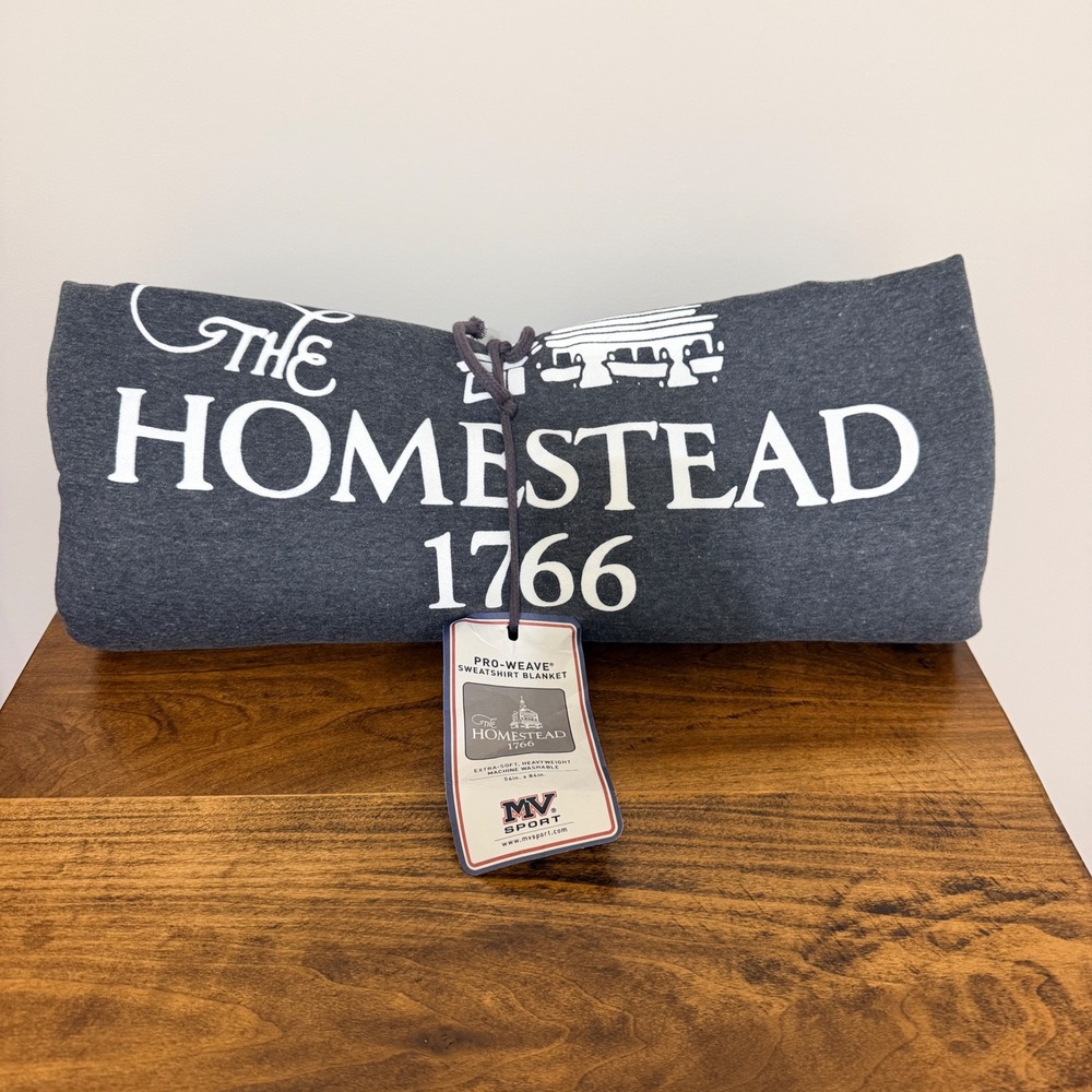 MV Sport The Homestead 1766 Pro-Weave Sweatshirt Blanket Charcoal Grey 54x84 NEW